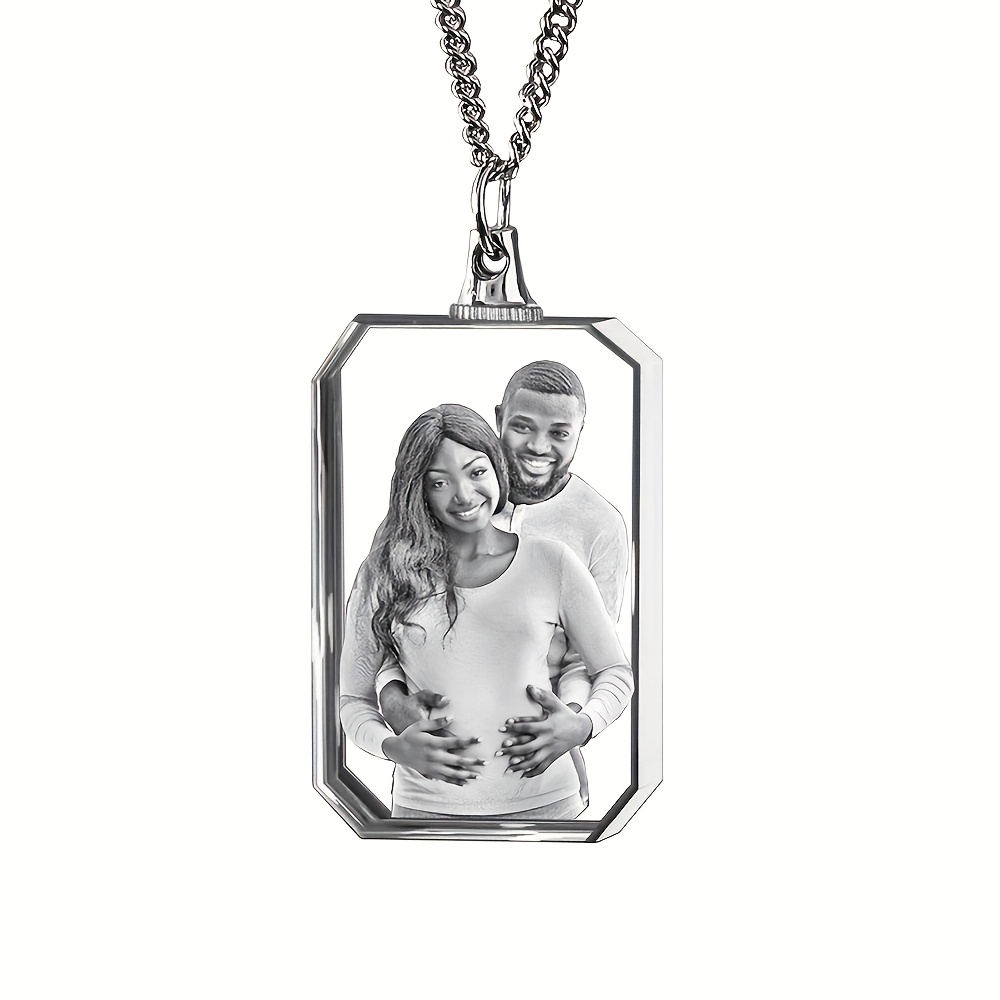 Custom Laser-Engraved Heart Photo Necklace